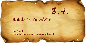 Babák Arzén névjegykártya